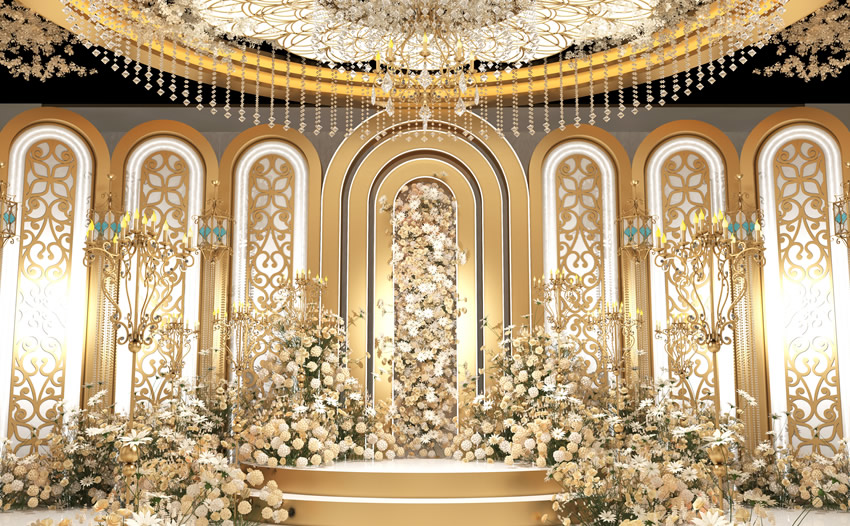 新和香槟色调婚礼堂效果展示